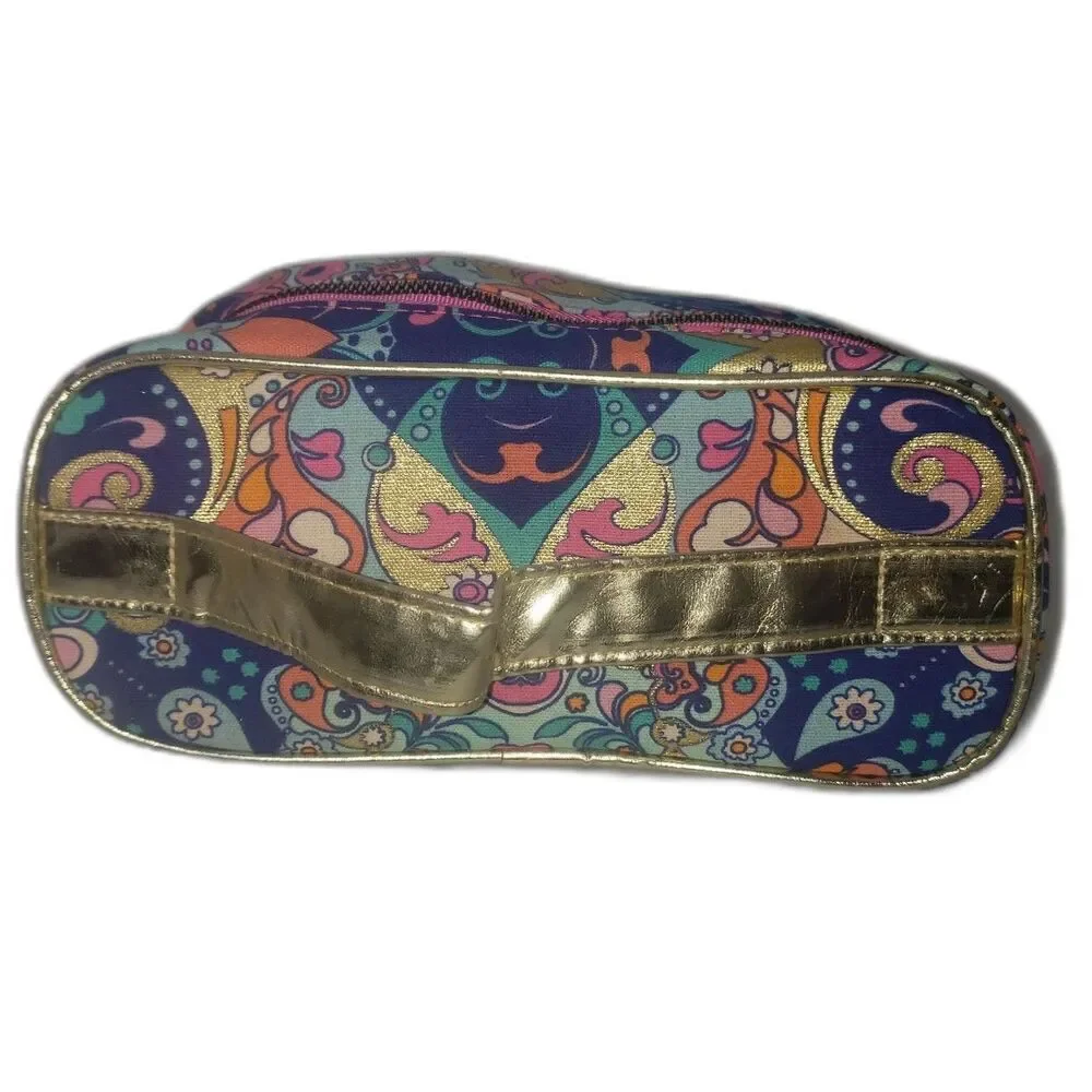 Colorful Paisley and Gold Make Up Travel Bag
